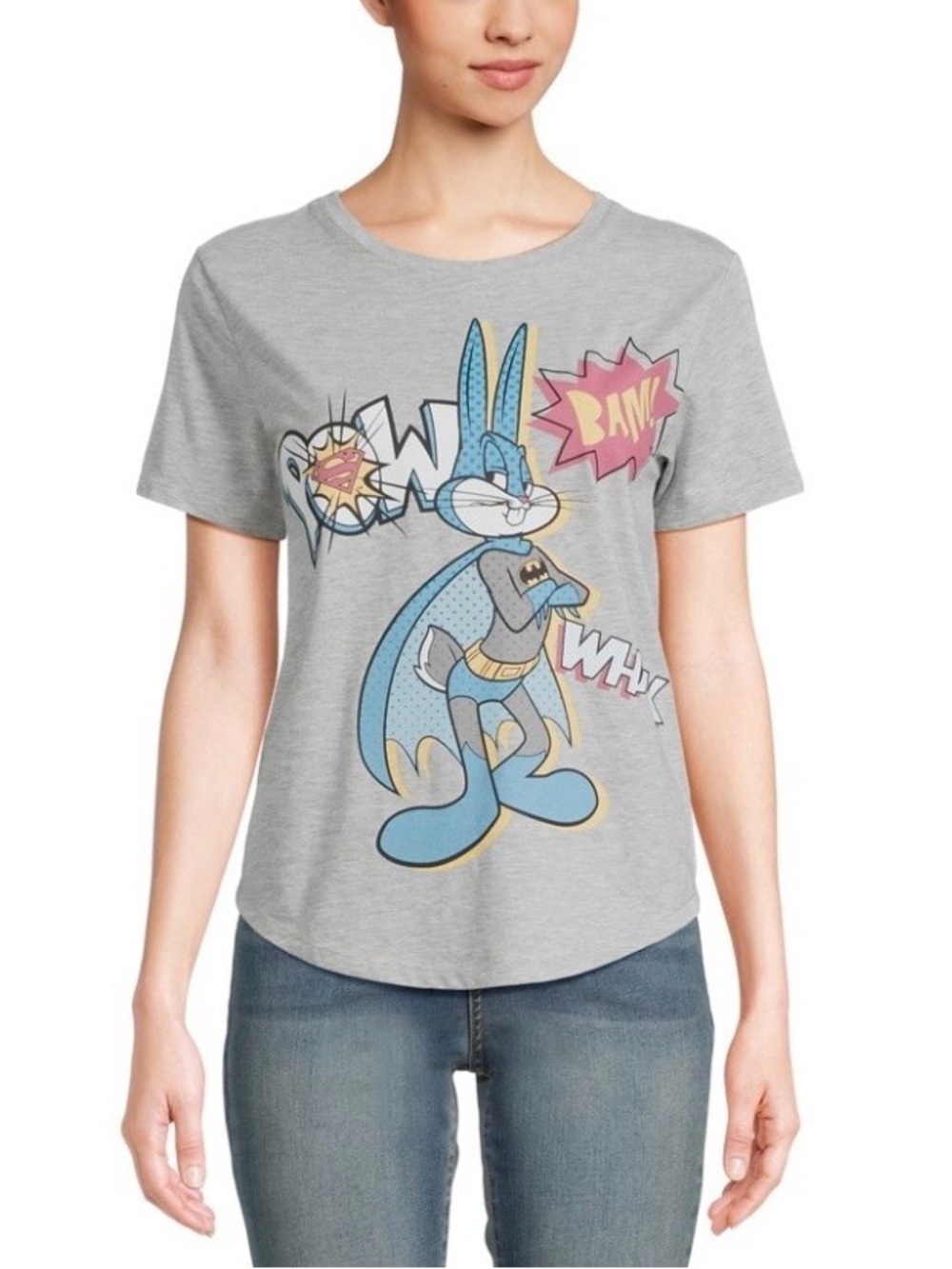 Warner Bros. Bugs Bunny and Lola Women’s Mash Up Graphic Tee with Short Sleeves